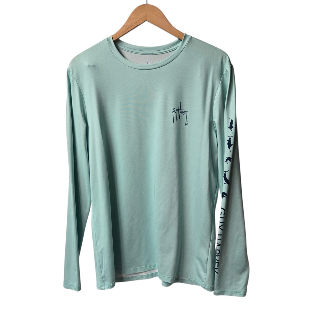 Guy Harvey Performance Shirt Medium Green Long Sleeve